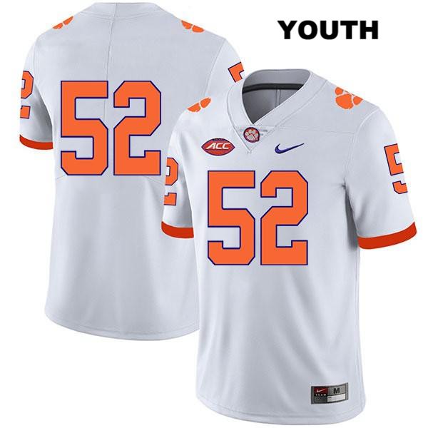 Youth Clemson Tigers #52 Tayquon Johnson Stitched White Legend Authentic Nike No Name NCAA College Football Jersey BAE7446PQ